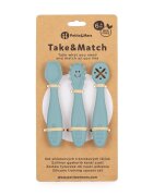 Petite&Mars Set 3 lingurite PetiteMars Frosted Sky Albastru TakeMatch din silicon pentru supa paste alimente usoare fara BPA 6 luni+