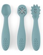 Petite&Mars Set 3 lingurite PetiteMars Frosted Sky Albastru TakeMatch din silicon pentru supa paste alimente usoare fara BPA 6 luni+