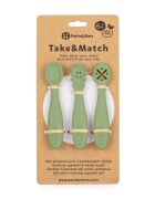 Petite&Mars Set 3 lingurite PetiteMars Sweet Pea Verde TakeMatch din silicon pentru supa paste alimente usoare fara BPA 6 luni+