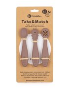 Petite&Mars Set 3 lingurite PetiteMars Velvet Latte Maro TakeMatch din silicon pentru supa paste alimente usoare fara BPA 6 luni+