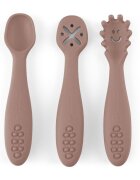 Petite&Mars Set 3 lingurite PetiteMars Velvet Latte Maro TakeMatch din silicon pentru supa paste alimente usoare fara BPA 6 luni+