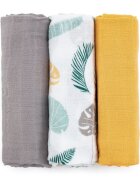 Petite&Mars Set 3 scutece PetiteMars din muselina de bambus Moussy Ochre Leaves hipoalergenice 68 x 68 cm Multicolor
