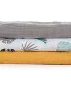 Petite&Mars Set 3 scutece PetiteMars din muselina de bambus Moussy Ochre Leaves hipoalergenice 68 x 68 cm Multicolor