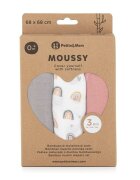 Petite&Mars Set 3 scutece PetiteMars din muselina de bambus Moussy Rose Rainbow hipoalergenice 68 x 68 cm Multicolor