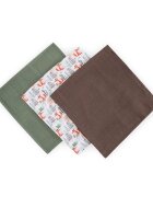 Petite&Mars Set 3 scutece PetiteMars Forest Fox Moussy din muselina de bambus hipoalergenice 68x68 cm