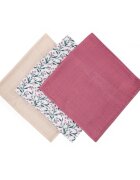 Petite&Mars Set 3 scutece PetiteMars Pink Meadow Moussy din muselina de bambus hipoalergenice 68x68 cm