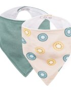 Petite&Mars Set bavete bandana PetiteMars Luke BejVerde 2 bucati bumbac natural reglabila cu capse 3 luni+