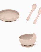Petite&Mars Set de hranire PetiteMars cu farfurie bol si tacamuri din silicon fara BFA bej