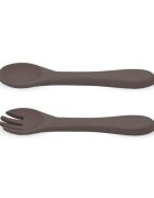 Petite&Mars Set tacamuri din silicon PetiteMars Bitter Cocoa Maro TakeMatch forma ergonomica fara BPA 6 luni+