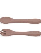 Petite&Mars Set tacamuri din silicon PetiteMars Velvet Latte Maro pudrat TakeMatch forma ergonomica fara BPA 6 luni+