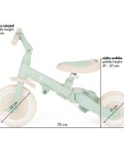 Petite&Mars Tricicleta pentru copii PetiteMars Green Twist Turbo editie limitata 5 in 1 multifunctionala vehicul de impins bicicleta cufara pedale maner de ghidaj