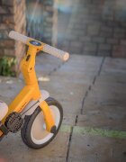 Petite&Mars Tricicleta pentru copii PetiteMars Turbo Albastru 5 in 1 Multifunctionala Vehicul de impins Bicicleta cufara pedale Cu maner de ghidaj Detasabil Roti din cauciuc Pana la 25 kg 1.5-5 ani