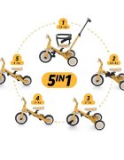 Petite&Mars Tricicleta pentru copii PetiteMars Turbo Albastru 5 in 1 Multifunctionala Vehicul de impins Bicicleta cufara pedale Cu maner de ghidaj Detasabil Roti din cauciuc Pana la 25 kg 1.5-5 ani