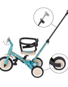 Petite&Mars Tricicleta pentru copii PetiteMars Turbo Dino Park editie limitata 5 in 1 multifunctionala cu maner de ghidaj roti din cauciuc greutate admisa 25 kg 1.5-5 ani