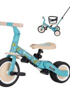 Petite&Mars Tricicleta pentru copii PetiteMars Turbo Dino Park editie limitata 5 in 1 multifunctionala cu maner de ghidaj roti din cauciuc greutate admisa 25 kg 1.5-5 ani