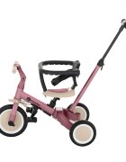 Petite&Mars Tricicleta pentru copii PetiteMars Turbo Dusty Rose 5 in 1 Multifunctionala Vehicul de impins Bicicleta cufara pedale Cu maner de ghidaj Detasabil Roti din cauciuc Pana la 25 kg 1.5-5 ani