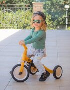 Petite&Mars Tricicleta pentru copii PetiteMars Turbo Dusty Rose 5 in 1 Multifunctionala Vehicul de impins Bicicleta cufara pedale Cu maner de ghidaj Detasabil Roti din cauciuc Pana la 25 kg 1.5-5 ani