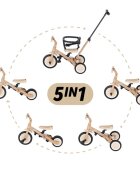 Petite&Mars Tricicleta pentru copii PetiteMars Turbo Llama Vibes editie limitata 5 in 1 multifunctionala cu maner de ghidaj roti din cauciuc greutate admisa 25 kg 1.5-5 ani
