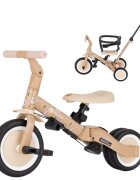 Petite&Mars Tricicleta pentru copii PetiteMars Turbo Llama Vibes editie limitata 5 in 1 multifunctionala cu maner de ghidaj roti din cauciuc greutate admisa 25 kg 1.5-5 ani