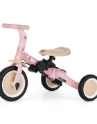 Petite&Mars Tricicleta pentru copii PetiteMars Turbo Rosy Wilderness editie limitata 5 in 1 multifunctionala cu maner de ghidaj roti din cauciuc greutate admisa 25 kg 1.5-5 ani