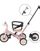 Petite&Mars Tricicleta pentru copii PetiteMars Turbo Rosy Wilderness editie limitata 5 in 1 multifunctionala cu maner de ghidaj roti din cauciuc greutate admisa 25 kg 1.5-5 ani