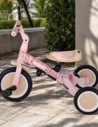 Petite&Mars Tricicleta pentru copii PetiteMars Turbo Rosy Wilderness editie limitata 5 in 1 multifunctionala cu maner de ghidaj roti din cauciuc greutate admisa 25 kg 1.5-5 ani