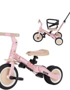 Petite&Mars Tricicleta pentru copii PetiteMars Turbo Rosy Wilderness editie limitata 5 in 1 multifunctionala cu maner de ghidaj roti din cauciuc greutate admisa 25 kg 1.5-5 ani