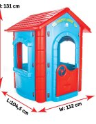 PILSAN Casuta de gradina pentru copii Happy House BlueRed utilizare interiorexteriorplastic rezistent UVdesign realistusa si ferestre functionale 112x104.5x131 cm