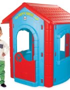 PILSAN Casuta de gradina pentru copii Happy House BlueRed utilizare interiorexteriorplastic rezistent UVdesign realistusa si ferestre functionale 112x104.5x131 cm