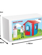 PILSAN Casuta de gradina pentru copii Happy House BlueRed utilizare interiorexteriorplastic rezistent UVdesign realistusa si ferestre functionale 112x104.5x131 cm