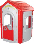 PILSAN Casuta de gradina pentru copii Happy House GreyRed utilizare interiorexteriorplastic rezistent UVdesign realistusa si ferestre functionale 112x104.5x131 cm