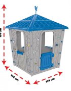 PILSAN Casuta de gradina pentru copii Stone House AlbastruGri utilizare interiorexteriorplastic rezistent UVdesign realist usa cu deschidere 85x85x115 cm