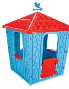 PILSAN Casuta de gradina pentru copii Stone House Blue utilizare interiorexteriorplastic rezistent UVdesign realist usa cu deschidere 85x85x115 cm