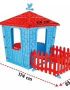 PILSAN Casuta de gradina pentru copii Stone House PinkGrey cu gardulet inclus utilizare interiorexteriorplastic rezistent UV design realist