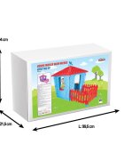 PILSAN Casuta de gradina pentru copii Stone House PinkPurple cu gardulet inclus utilizare interiorexteriorplastic rezistent UV design realist
