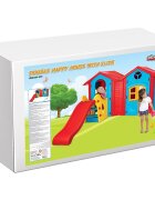 PILSAN Casuta dubla cu tobogan pentru copii din plastic rezistent UVusi si ferestre functionale Double Happy House blue