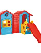 PILSAN Casuta dubla cu tobogan pentru copii din plastic rezistent UVusi si ferestre functionale Double Happy House blue