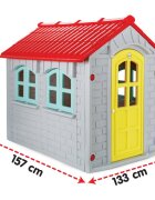 PILSAN Casuta mare de gradina pentru copii My Home Gri 157x133x148 cm utilizare interiorexteriorplastic rezistent UVdesign realistusa si ferestre functionale