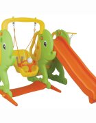 PILSAN Centru de joaca 3 in 1 Elefant cu cos de baschetleagan si tobogan