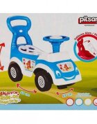 PILSAN Masinuta pentru copii fara pedale Ride-On Shape Sorter Car Blue spatar cu functie de impingere spatiu de depozitare sub sezut 5 forme de sortat greutate maxima admisa 20 kg