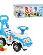 PILSAN Masinuta pentru copii fara pedale Ride-On Shape Sorter Car Blue spatar cu functie de impingere spatiu de depozitare sub sezut 5 forme de sortat greutate maxima admisa 20 kg