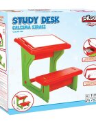 PILSAN Masuta de studiu cu bancuta pentru copii Study Desk Bluedin plastic rezistentmargini rotunjitebancuta cu suport pentru picioarespatiu de depozitare sub masuta si suprafata pe care se poate scrie