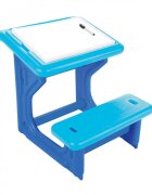 PILSAN Masuta de studiu cu bancuta pentru copii Study Desk Bluedin plastic rezistentmargini rotunjitebancuta cu suport pentru picioarespatiu de depozitare sub masuta si suprafata pe care se poate scrie