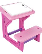 PILSAN Masuta de studiu cu bancuta pentru copii Study Desk Pinkdin plastic rezistentmargini rotunjitebancuta cu suport pentru picioarespatiu de depozitare sub masuta si suprafata pe care se poate scrie