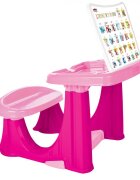 PILSAN Masuta pupitru pentru studiu si desen Handy Pink cu bancuta si suport picioarespatiu de depozitarerealizat din plastic rezistentmargini rotunjite