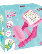 PILSAN Masuta pupitru pentru studiu si desen Handy Pink cu bancuta si suport picioarespatiu de depozitarerealizat din plastic rezistentmargini rotunjite
