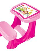 PILSAN Masuta pupitru pentru studiu si desen Handy Pink cu bancuta si suport picioarespatiu de depozitarerealizat din plastic rezistentmargini rotunjite