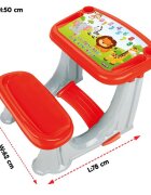 PILSAN Masuta pupitru pentru studiu si desen Smart Study Desk Red cu bancuta si suport picioarerealizat din plastic rezistentmargini rotunjite