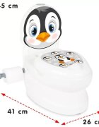 PILSAN Olita educationala muzicala Pinguin cu baza antialunecaresuport hartie igienica si vas colectare detasabildesign ergonomiccutie muzicala iluminata cu efect de sunet sifon