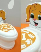 PILSAN Olita educationala muzicala Puppy cu baza antialunecaresuport hartie igienica si vas colectare detasabildesign ergonomiccutie muzicala iluminata cu efect de sunet sifon